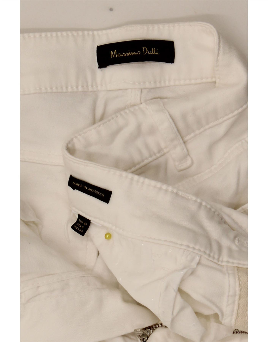 Calça casual justa feminina Massimo Dutti EU 40 médio W28 L28 branco