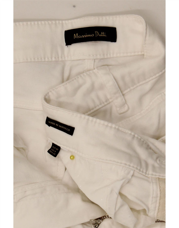 Calça casual justa feminina Massimo Dutti EU 40 médio W28 L28 branco
