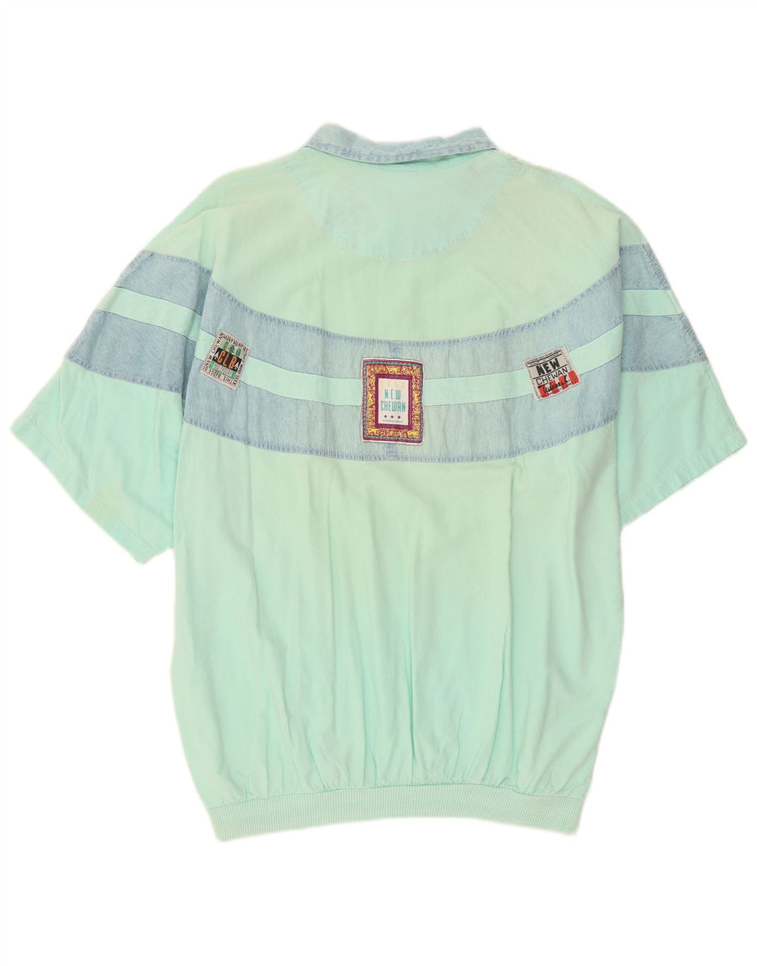 Camisa pulôver masculina Chewan com estampa gráfica tamanho único bloco colorido turquesa