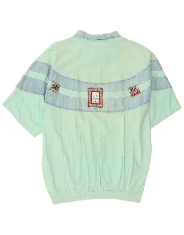 Camisa pulôver masculina Chewan com estampa gráfica tamanho único bloco colorido turquesa