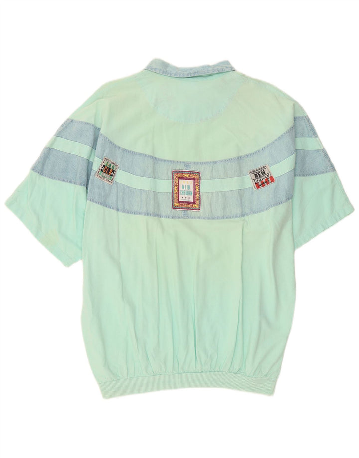 Camisa pulôver masculina Chewan com estampa gráfica tamanho único bloco colorido turquesa