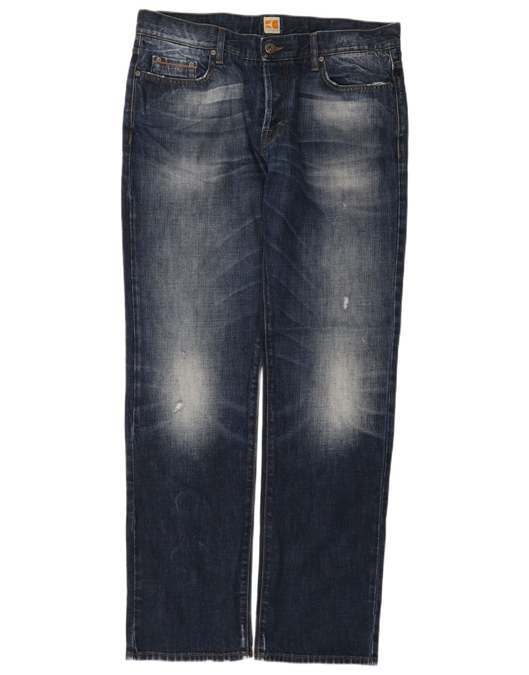 Jeans masculinos Boss Orange Regular Fit Straight W38 L34 Azul Algodão
