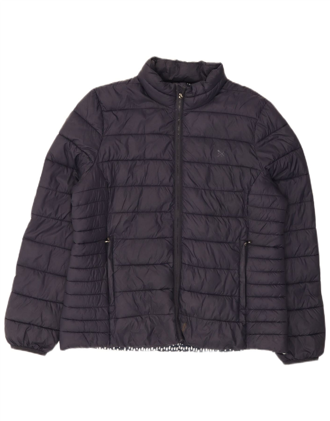 Jaqueta acolchoada feminina CREW CLOTHING Reino Unido 16 grande nylon azul marinho