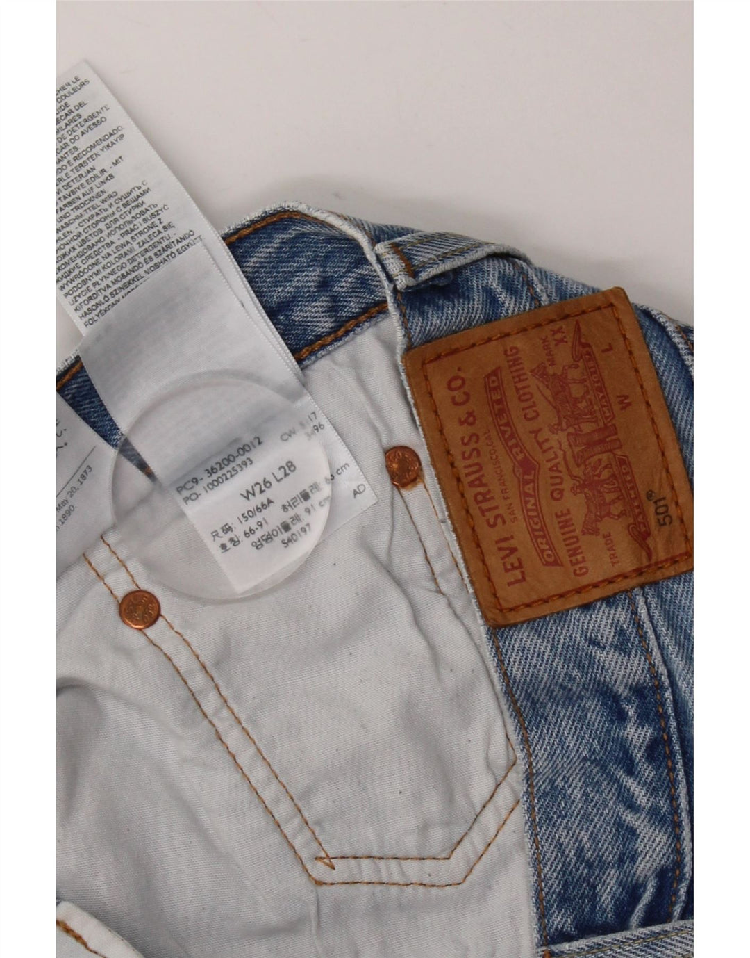 Calça Jeans Levis Feminina 501 Distressed Straight W26 L28 Azul Algodão
