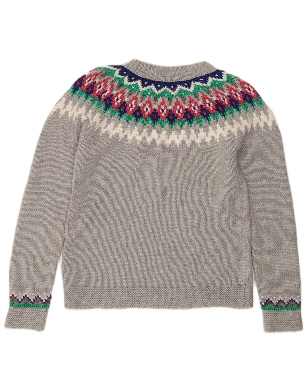 Suéter feminino Boden com gola redonda Reino Unido 10 pequeno cinza Fair Isle poliamida