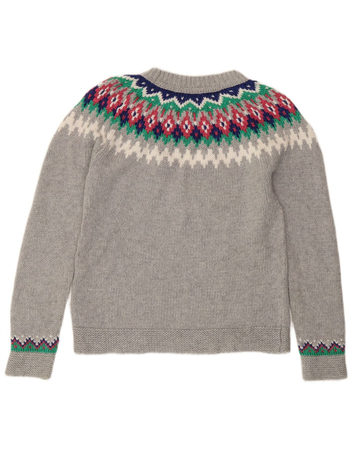 Suéter feminino Boden com gola redonda Reino Unido 10 pequeno cinza Fair Isle poliamida