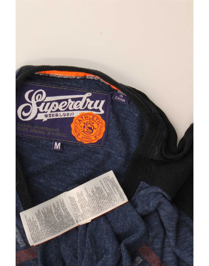 Camiseta gráfica masculina Superdry Top médio azul colorblock algodão