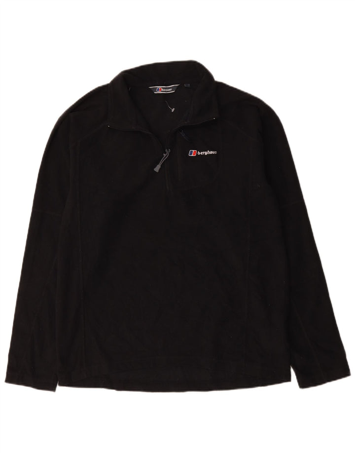 Berghaus Suéter masculino de lã com zíper e gola média poliéster preto