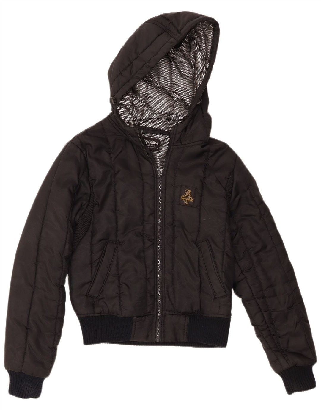 Jaqueta feminina acolchoada com capuz Refrigiwear UK 14 poliéster preto médio