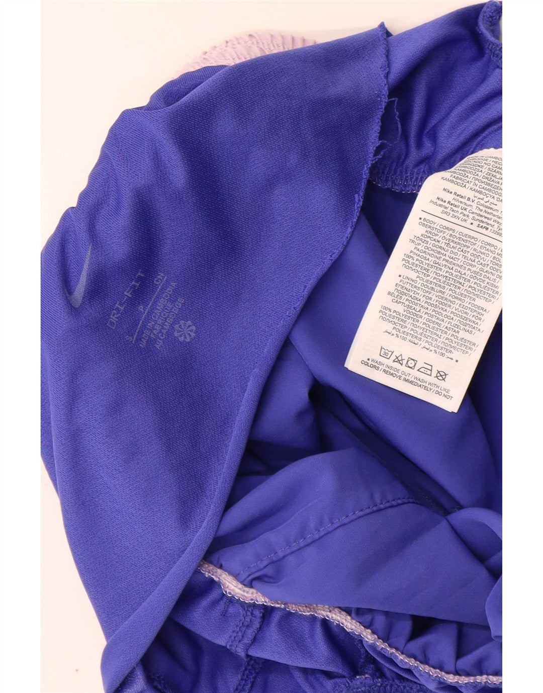 Shorts esportivos gráficos femininos NIKE Dri Fit UK 10 pequeno azul poliéster