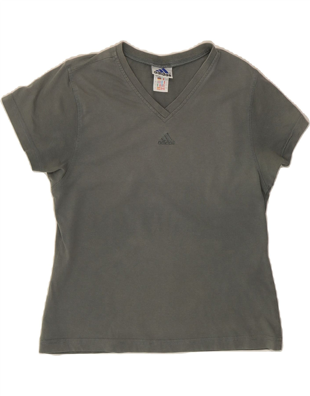 ADIDAS Womens T-Shirt Top UK 14 Medium Grey Cotton Vintage Adidas and Second-Hand Adidas from Messina Hembry 