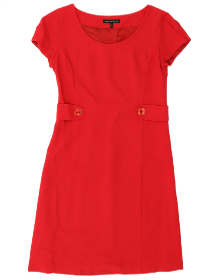 Vestido feminino Laura Ashley em linha A Reino Unido 8 pequeno poliéster vermelho