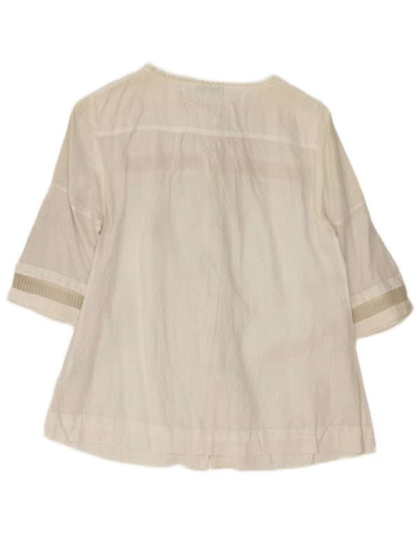 Blusa feminina de manga curta Massimo Dutti EU 40 Médio Off White Ramie