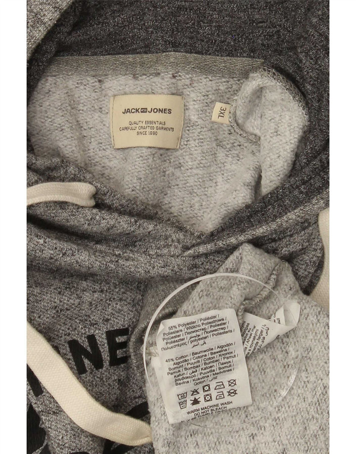 Jack & Jones moletom com capuz gráfico masculino 3XL poliéster manchado cinza