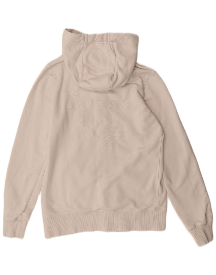 Suéter feminino com capuz e zíper FAT FACE Reino Unido 12 algodão branco médio