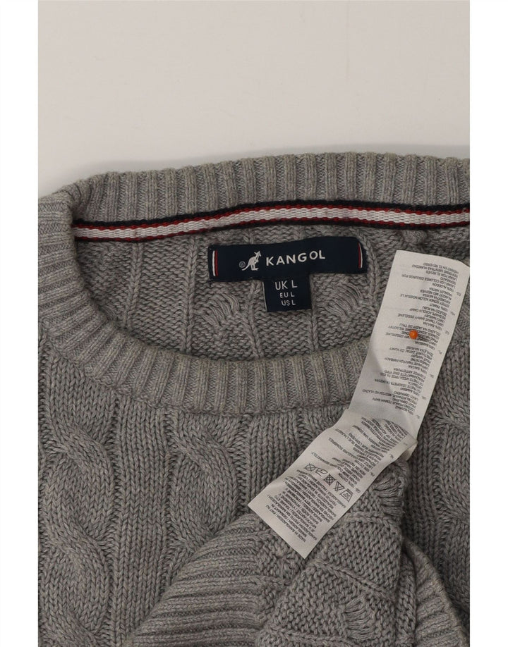Suéter masculino KANGOL com gola redonda e algodão cinza grande