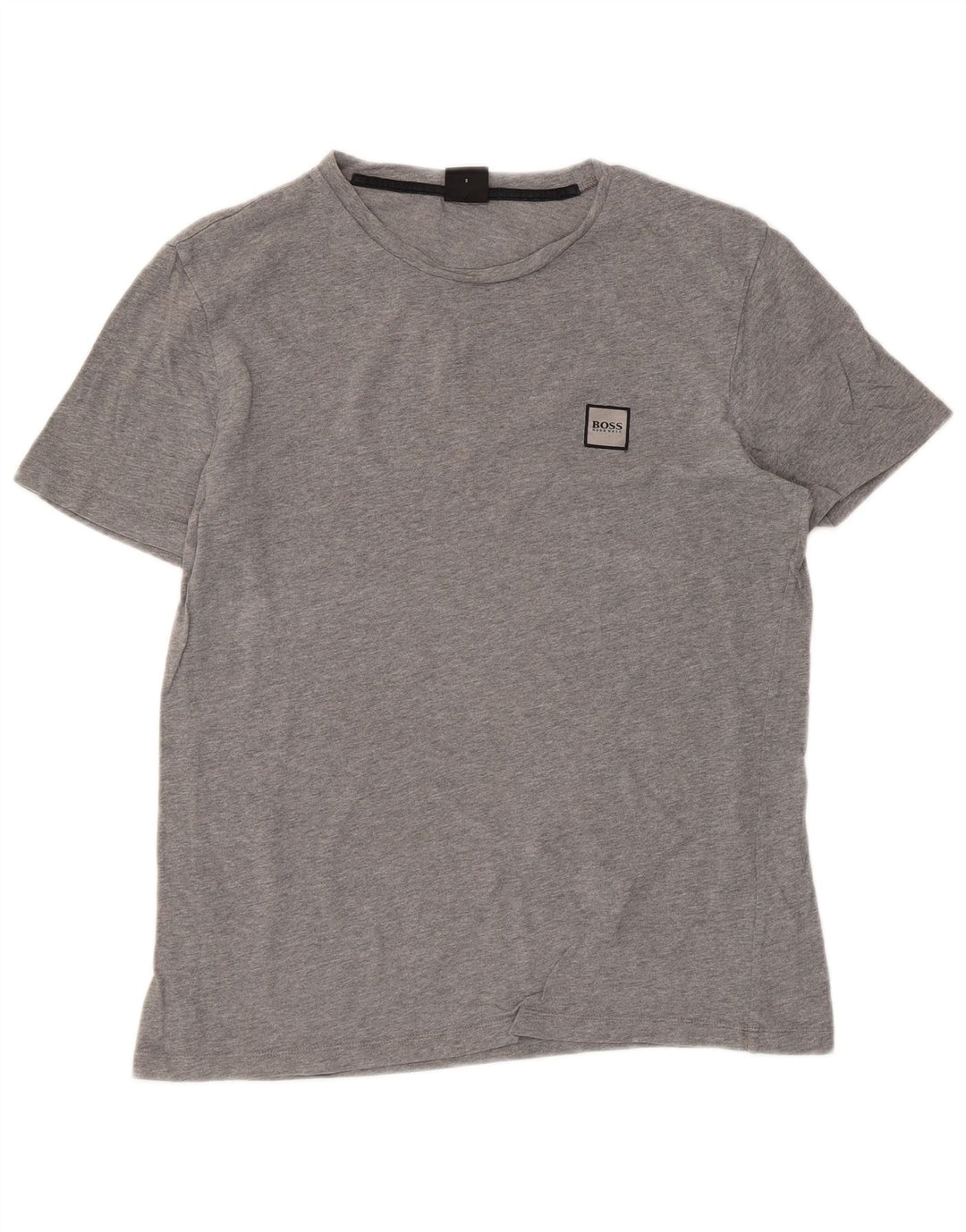 Camiseta feminina Hugo Boss Top UK 10 pequeno algodão cinza