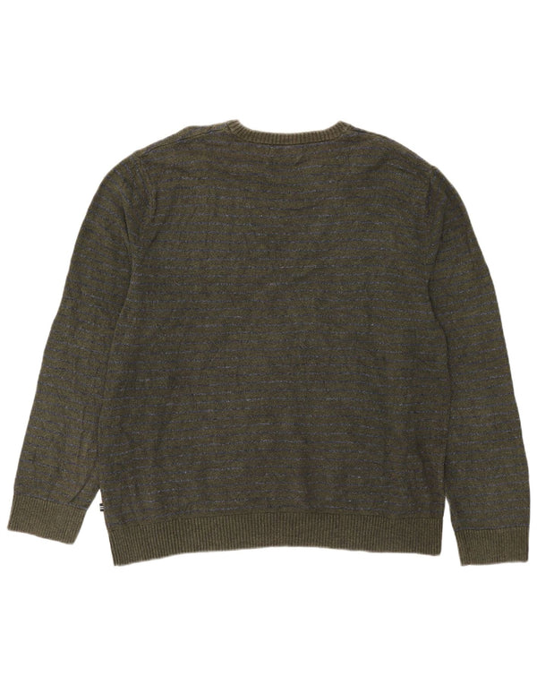Suéter masculino Nautica com gola redonda 2XL algodão listrado verde