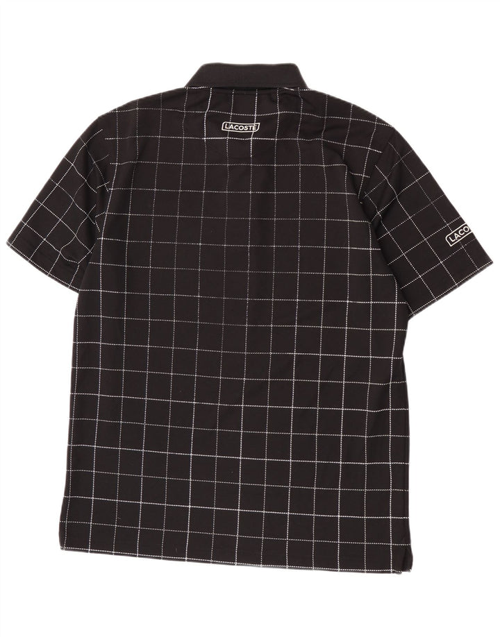 Camisa polo masculina Lacoste tamanho 4 poliéster xadrez preto médio