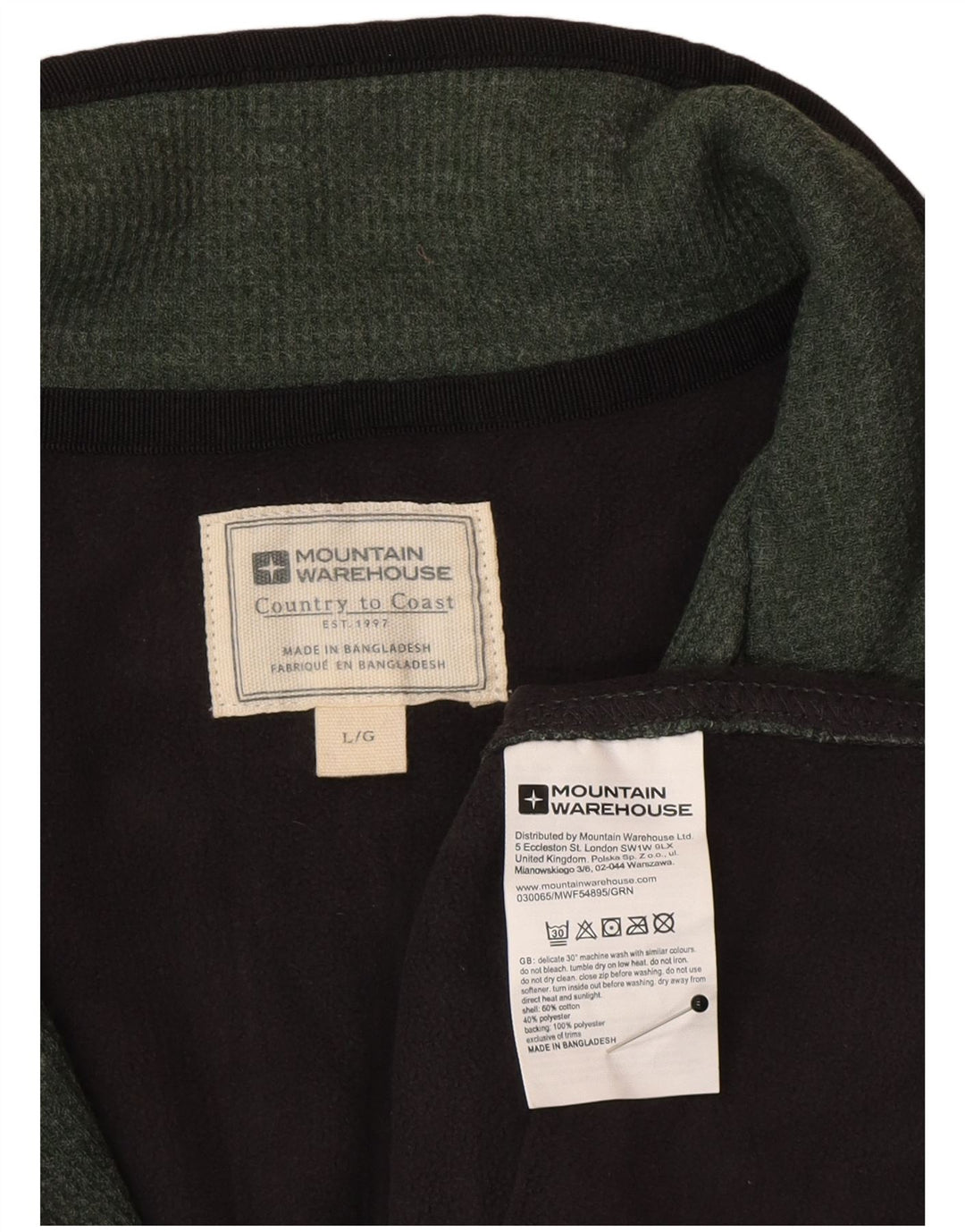 Suéter masculino Mountain Warehouse com zíper e gola alta de algodão verde
