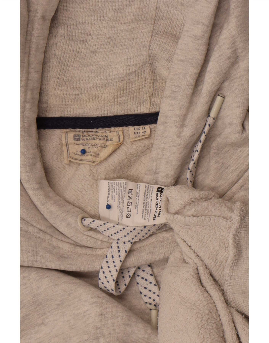 Mountain Warehouse moletom com capuz feminino UK 14 algodão cinza médio