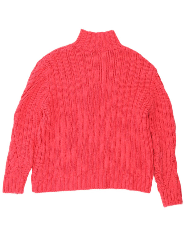 Suéter feminino Marks & Spencer com gola tartaruga Reino Unido 12 rosa médio