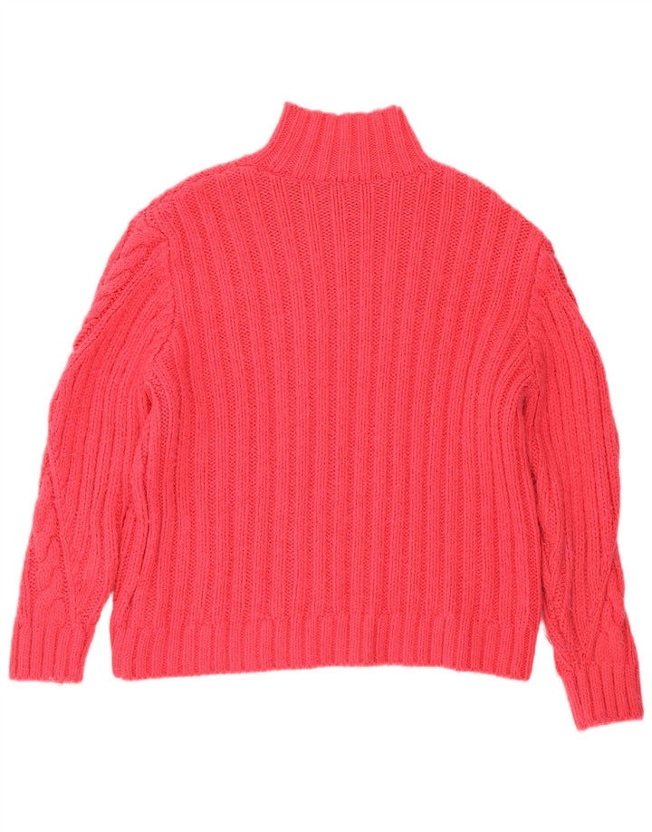 Suéter feminino Marks & Spencer com gola tartaruga Reino Unido 12 rosa médio