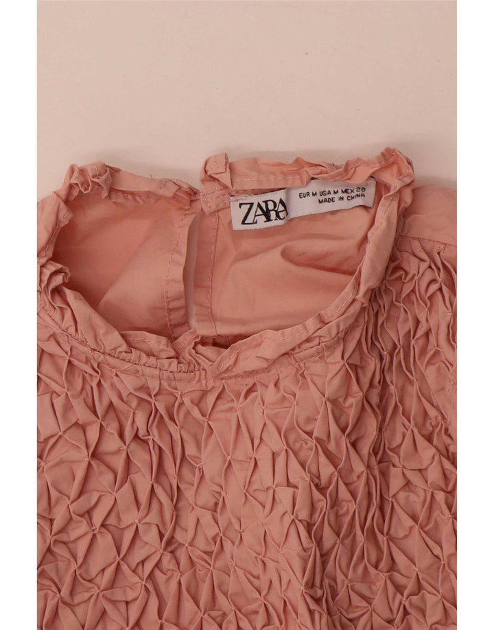 Blusa feminina Zara manga comprida oversized top UK 12 rosa médio