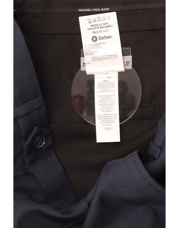 Calça masculina Marks & Spencer Pegged Suit W32 L31 azul marinho poliéster