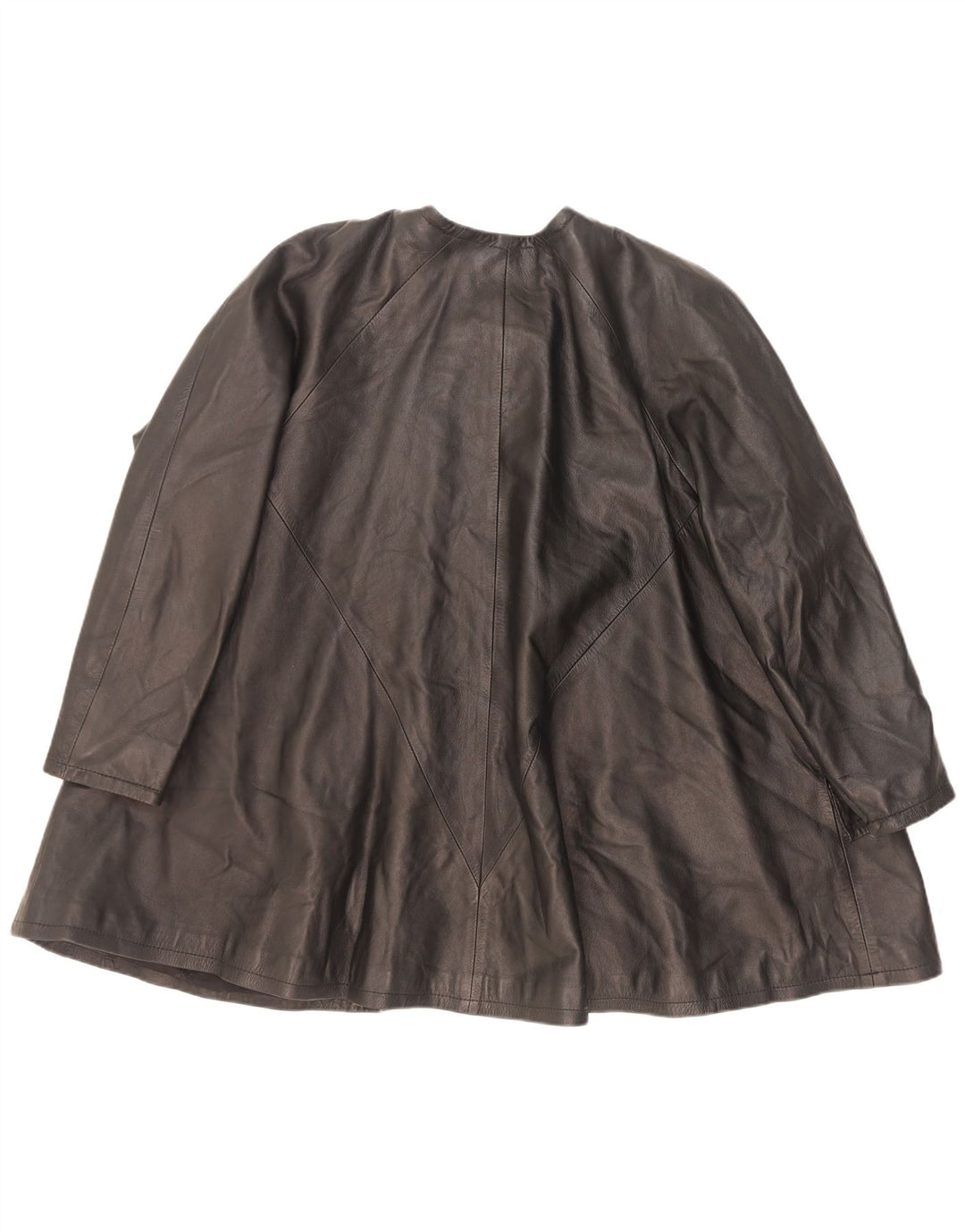 Casaco de couro superdimensionado vintage feminino EU 38 médio preto