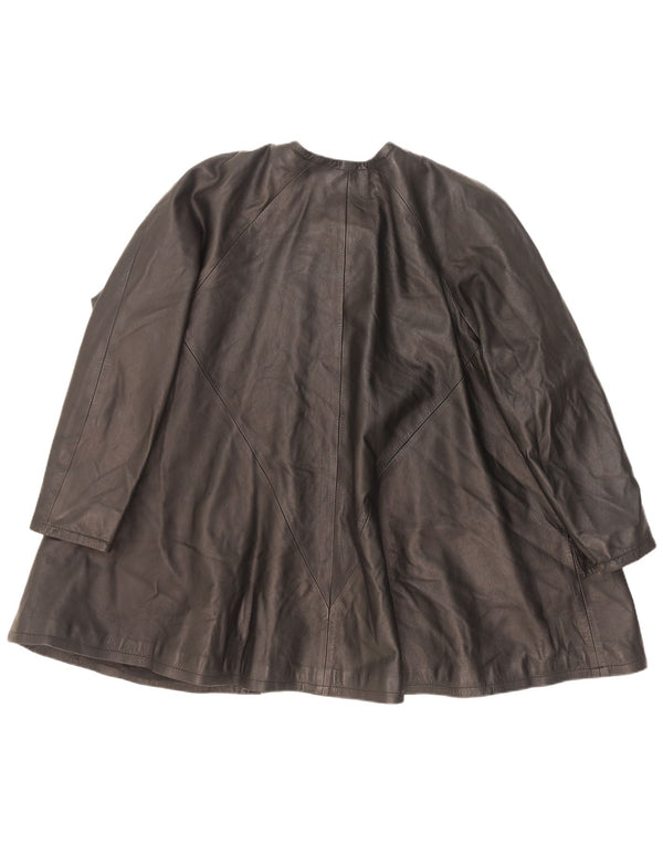 Casaco de couro superdimensionado vintage feminino EU 38 médio preto