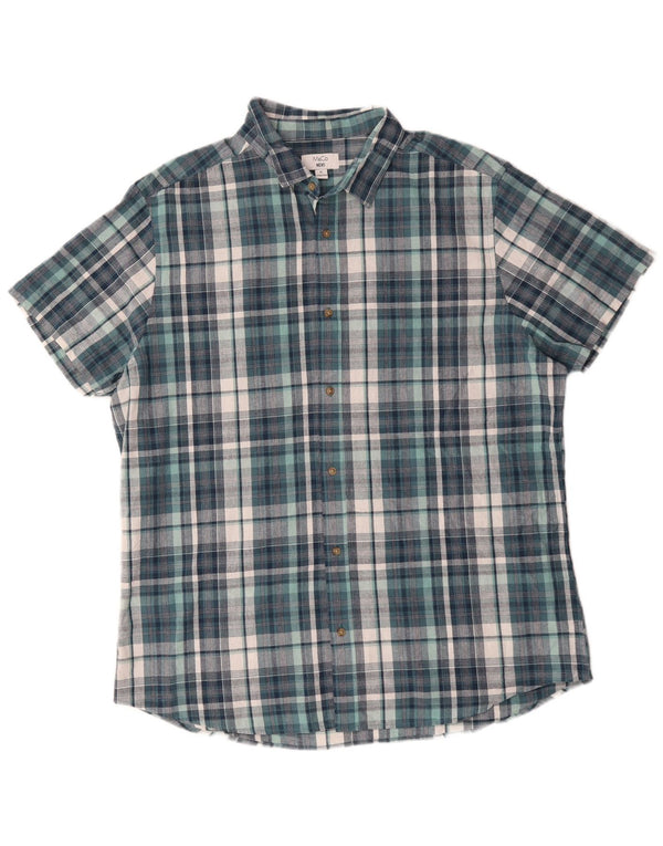 Camisa masculina de manga curta M&CO XL azul xadrez algodão