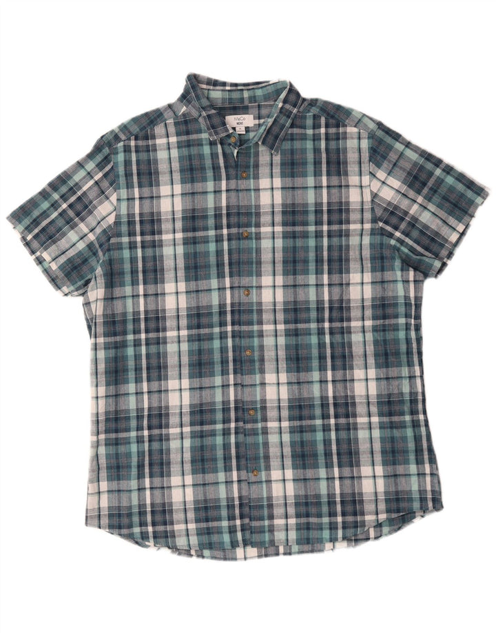 Camisa masculina de manga curta M&CO XL azul xadrez algodão