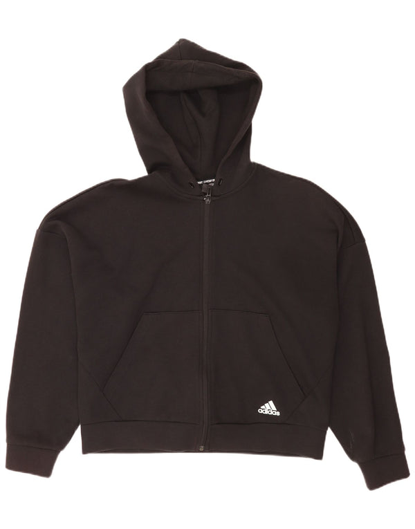 Suéter Adidas Feminino Crop Oversized Zip com Capuz UK 12/14 Médio Preto