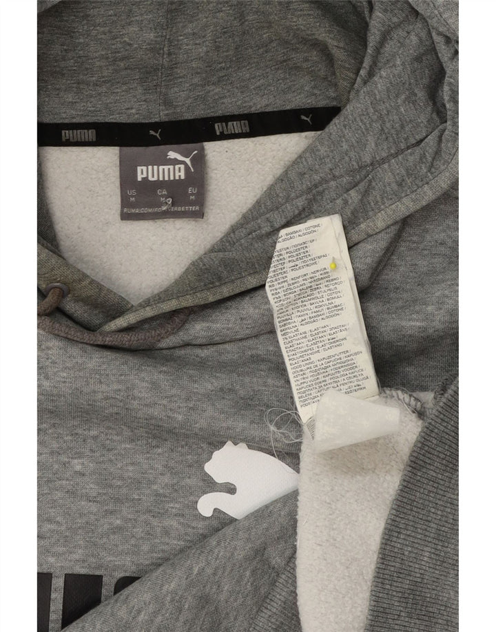 Suéter com capuz gráfico masculino Puma, algodão manchado cinza médio