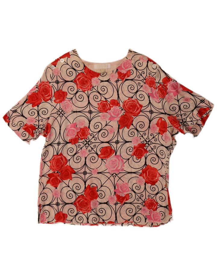 Escada Blusa Feminina Top EU 42 Grande Seda Floral Multicolorida