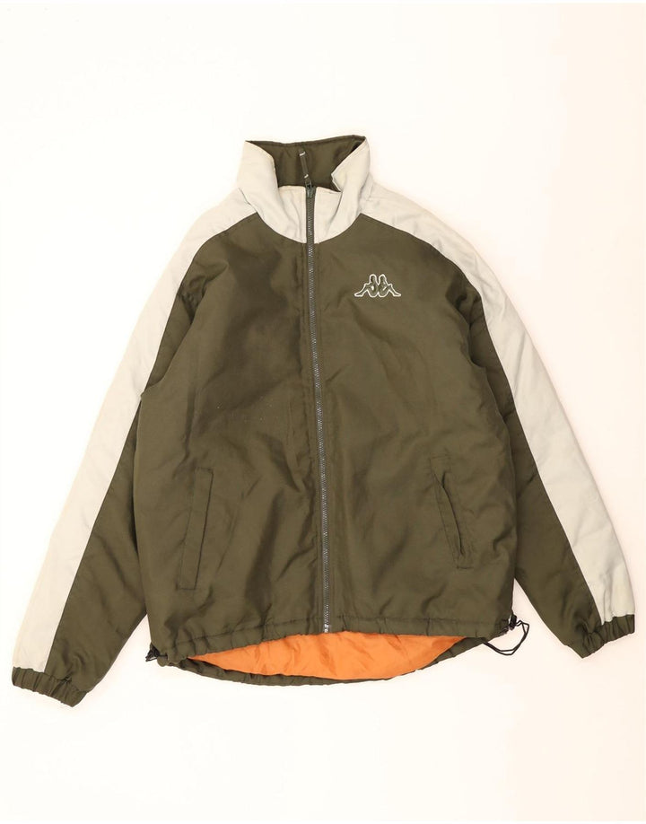 Jaqueta acolchoada masculina Kappa UK 38 poliéster colorblock cáqui médio