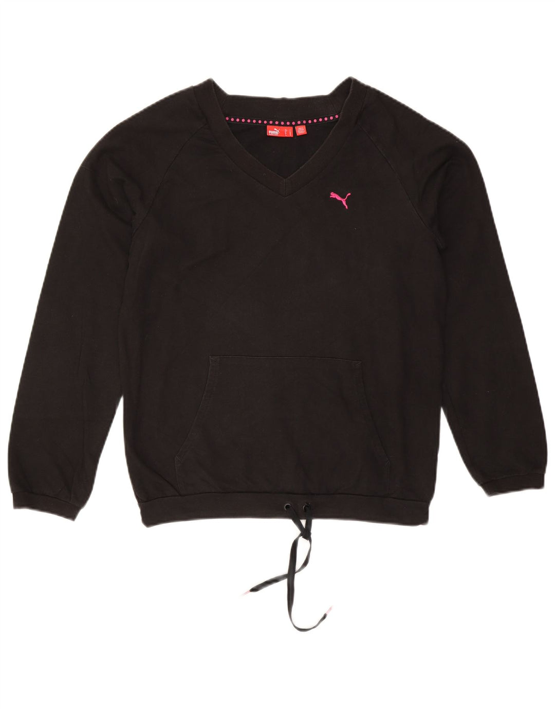Puma moletom feminino oversized jumper UK 10 pequeno algodão preto