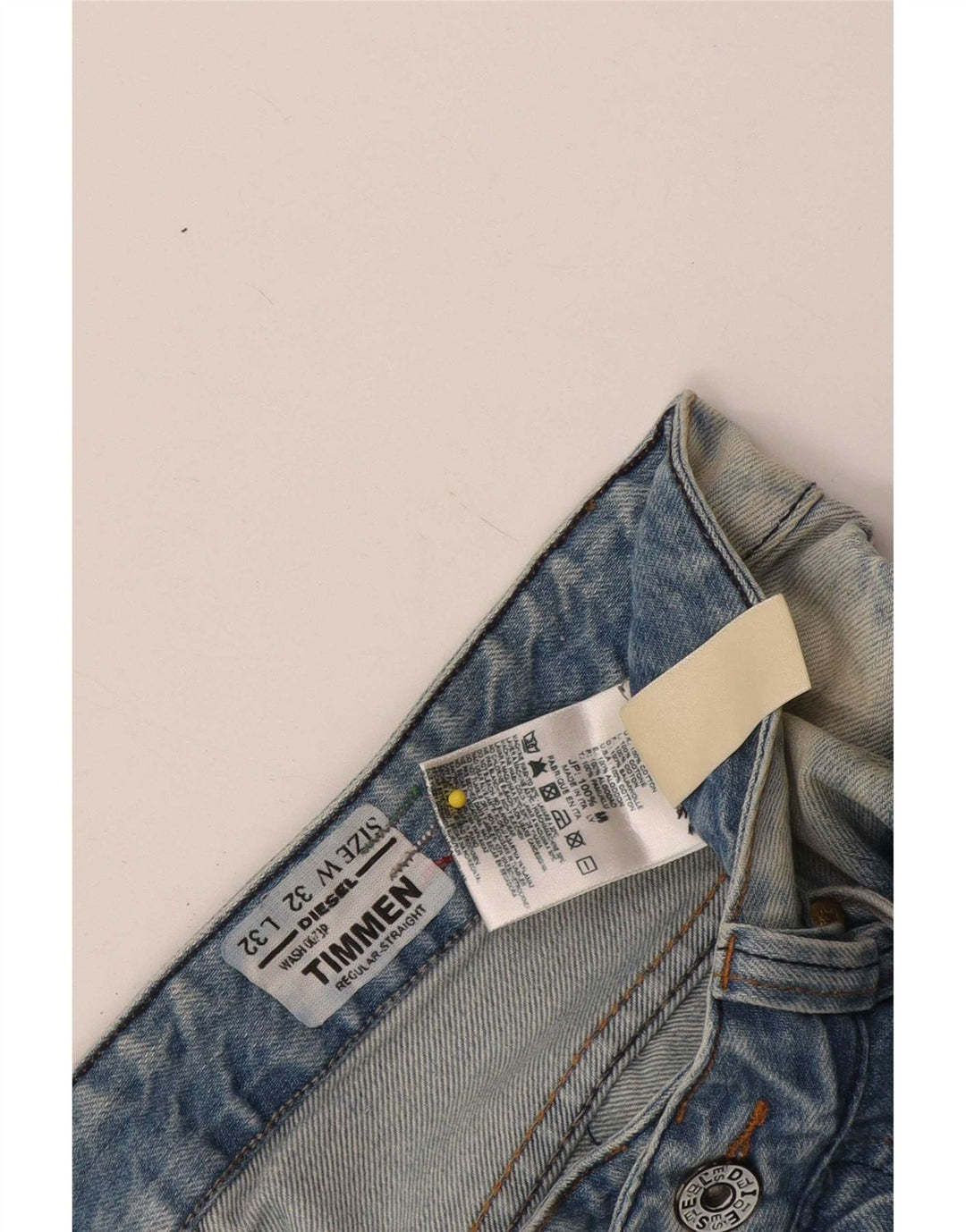 Diesel Mens Timmen Distressed Regular Straight Jeans W32 L32 Azul Algodão