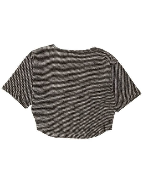 Camiseta feminina vintage grande tamanho UK 10 algodão preto manchado pequeno