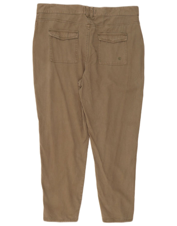 Calça cortada feminina de cintura alta Fat Face Reino Unido 16 Grande W36 L26 Cáqui