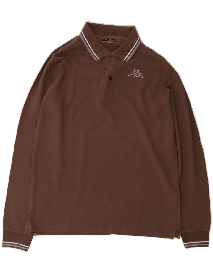KAPPA Mens Long Sleeve Polo Shirt XL Brown Cotton Vintage Kappa and Second-Hand Kappa from Messina Hembry 