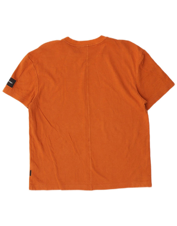 Calvin Klein Mens Camiseta Top Médio Algodão Laranja