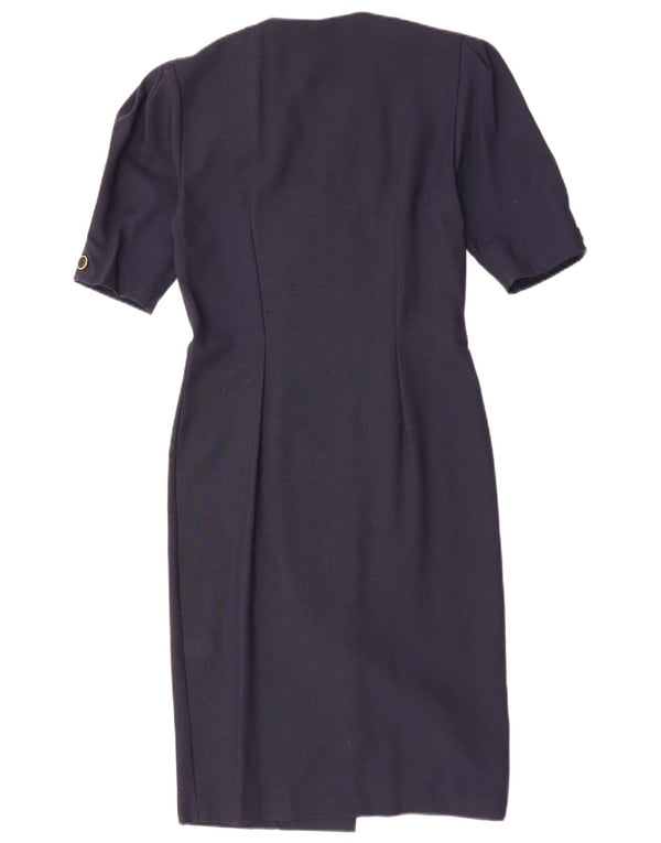 Vestido feminino vintage com bainha dupla, tamanho 10, azul marinho grande