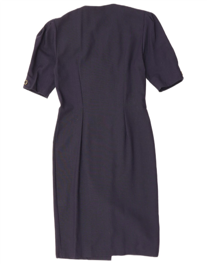 Vestido feminino vintage com bainha dupla, tamanho 10, azul marinho grande