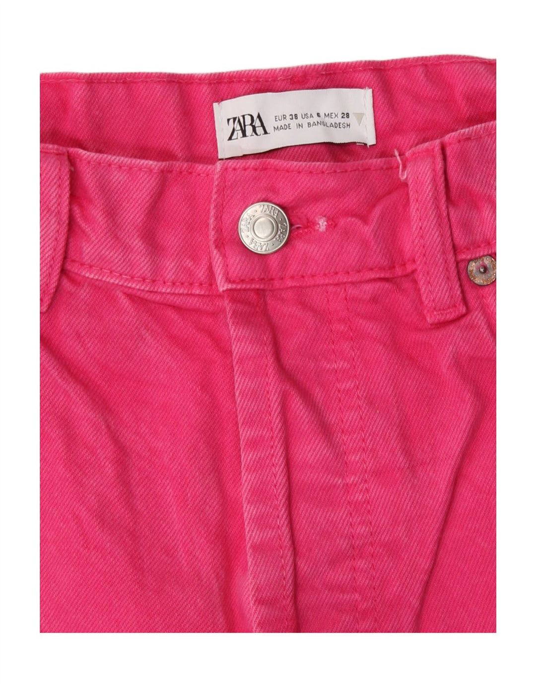Calça jeans reta feminina Zara EU 38 pequena W28 L29 rosa