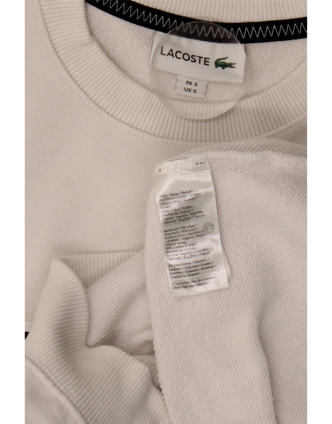 Moletom gráfico masculino Lacoste tamanho 3 pequeno algodão branco