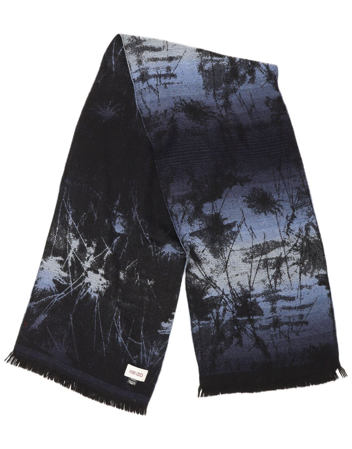 Lenço feminino Kenzo com padrão abstrato retangular de lã azul marinho tamanho único