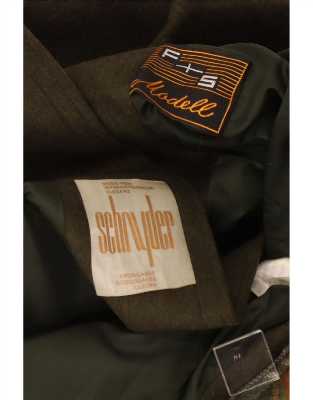 Casaco Duffle feminino vintage com capuz EU 40 lã cáqui média