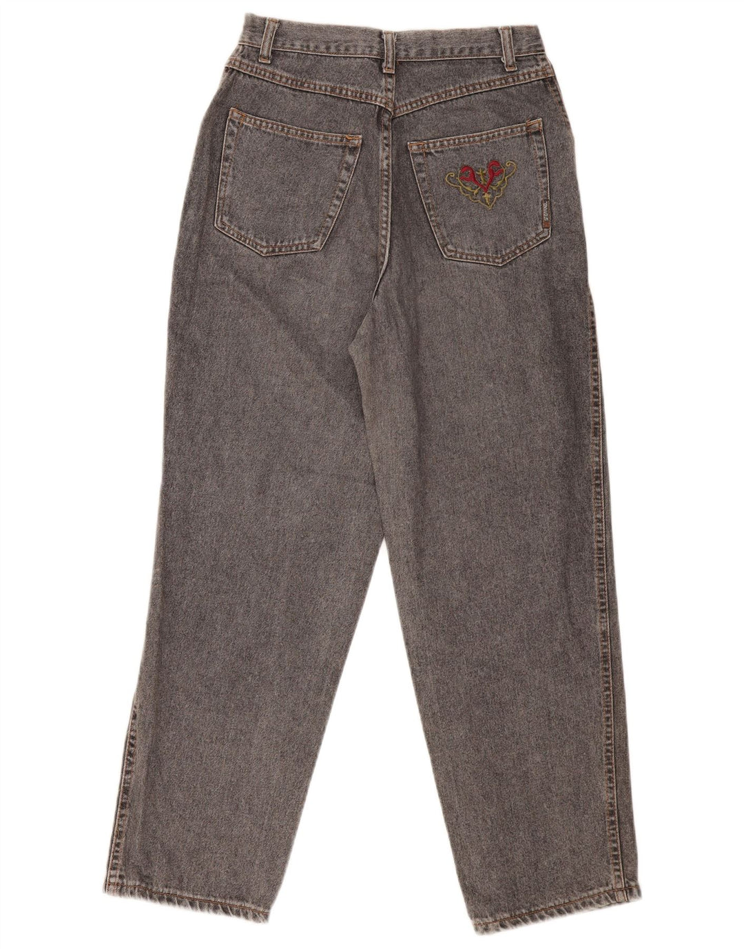 Jeans feminino vintage cintura alta cônico IT 46 grande W28 L29 algodão cinza